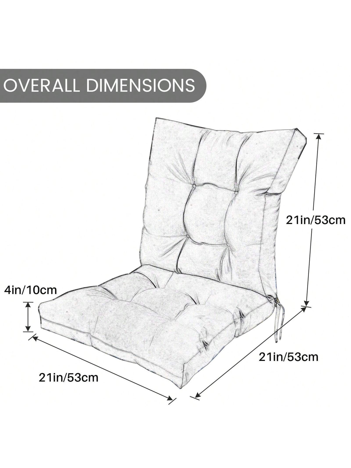Back Chair Cushion Waterproof Polyester Rocking Chair Cushion With Non-Slip Ties Anti-Fading Deep Seat Chair Cushions, Outdoor Dining Chair Cushion For Patio Cushion Furniture