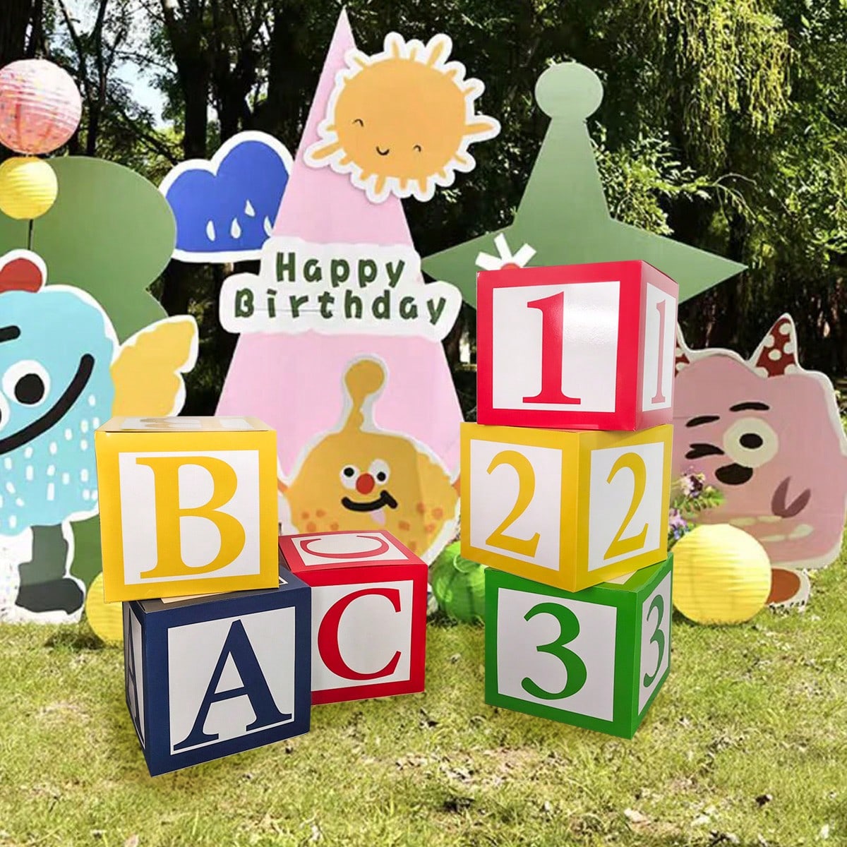 Back To School Party Decoration Set- ABC123 Colorful Letter & Number Stacking Balloon Box, Suitable For Kindergarten, School Theme Events Decor