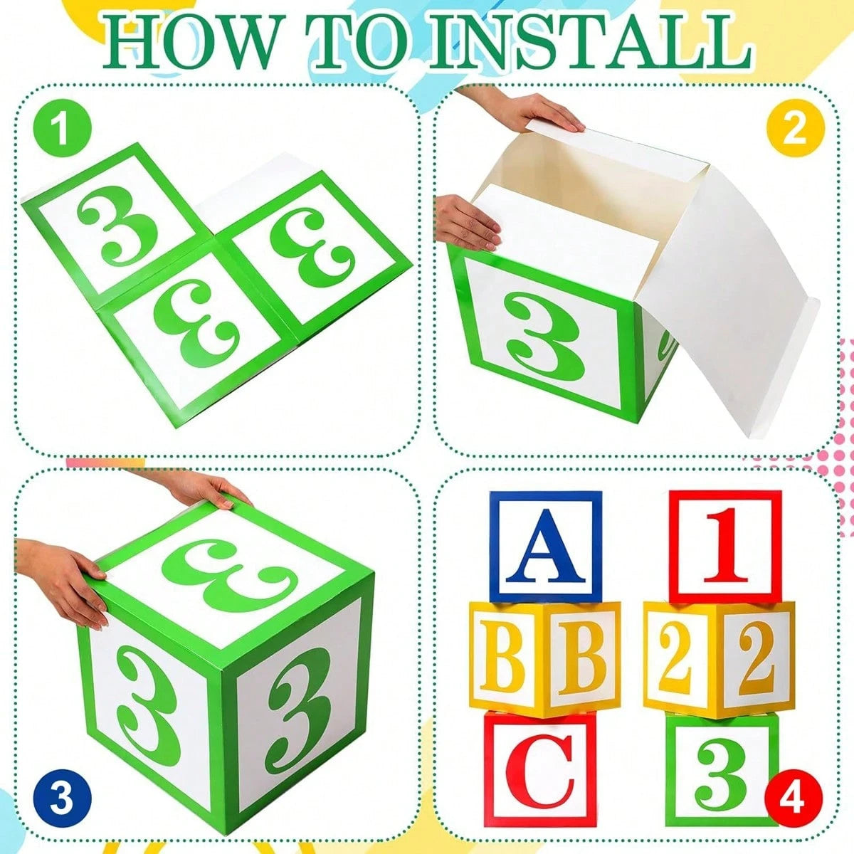 Back To School Party Decoration Set- ABC123 Colorful Letter & Number Stacking Balloon Box, Suitable For Kindergarten, School Theme Events Decor