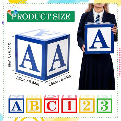 Back To School Party Decoration Set- ABC123 Colorful Letter & Number Stacking Balloon Box, Suitable For Kindergarten, School Theme Events Decor