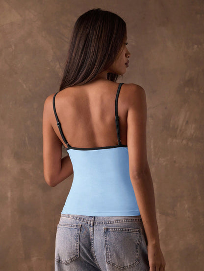 BAE Women's Casual Contrast Trim Camisole Top For Summer,Summer Top