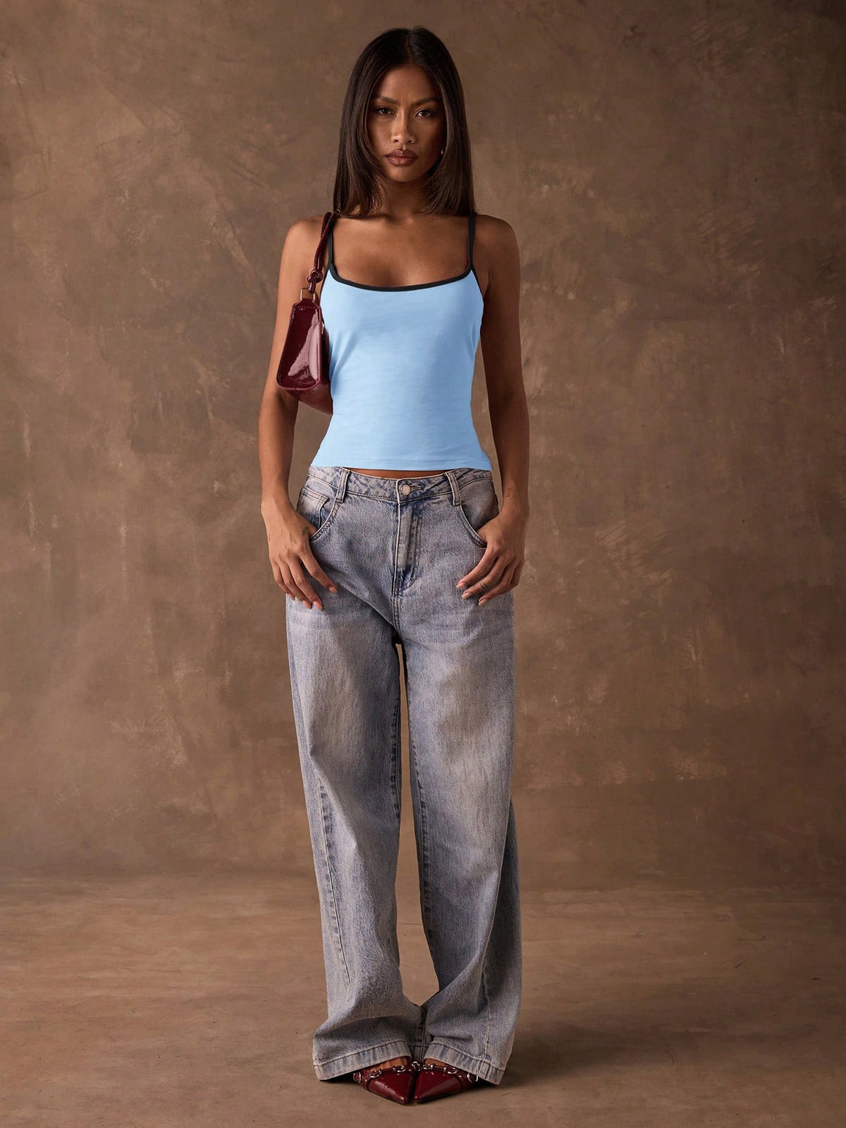 BAE Women's Casual Contrast Trim Camisole Top For Summer,Summer Top
