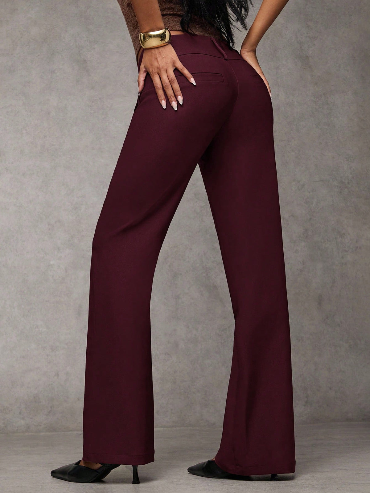 BAE Women's Solid Color Waist Button Design Pocket Casual Pants