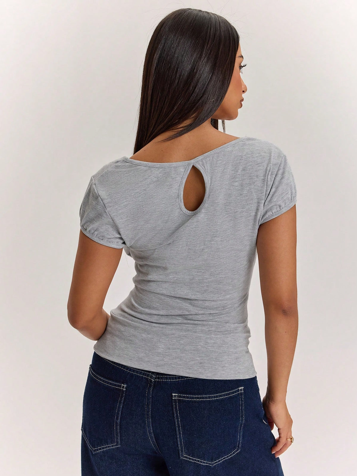 BAE Women's Summer Casual Beach Vacation Daily Retro Grey Short-Sleeved T-Shirt With A Slouch Collar, Sexy Hot Girl, Comfortable And Casual, Versatile And Casual, Comfortable Commuting, Campus