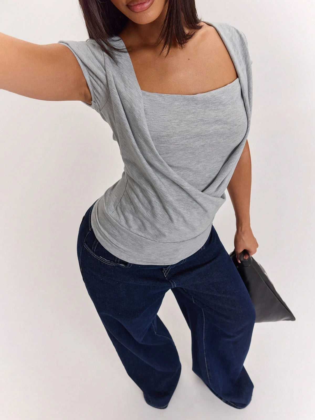 BAE Women's Summer Casual Beach Vacation Daily Retro Grey Short-Sleeved T-Shirt With A Slouch Collar, Sexy Hot Girl, Comfortable And Casual, Versatile And Casual, Comfortable Commuting, Campus