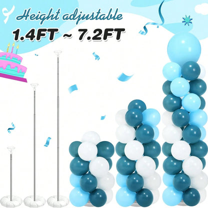 Balloon Column Stand Set Of 2, Adjustable 7 Feet Balloon Arch Stands With Bases For Floor, Tall Balloon Tower Pillar Assembly Kit For Halloween, Birthday, Party Decorations