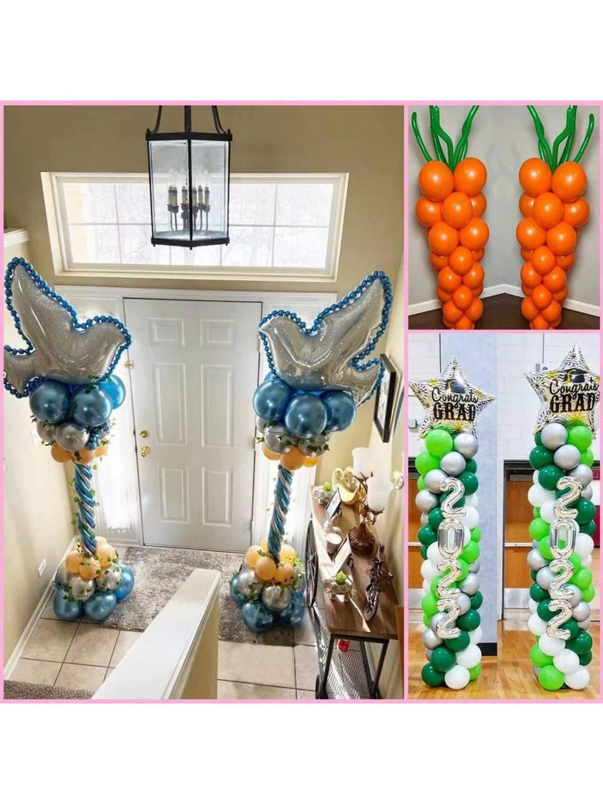 Balloon Column Stand Set Of 2, Adjustable 7 Feet Balloon Arch Stands With Bases For Floor, Tall Balloon Tower Pillar Assembly Kit For Halloween, Birthday, Party Decorations