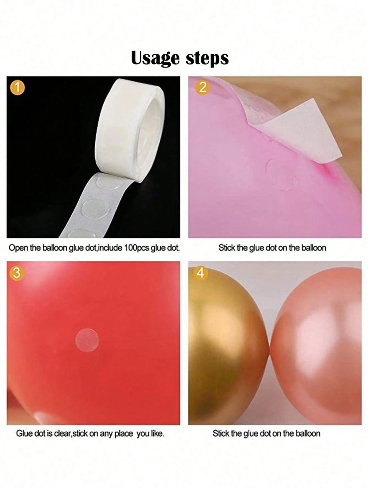 Balloon Glue, Dot Glue, Double-Sided Tape, Removable Glue, 100 Reusable Dots Party Supplies. Baby Shower, Home Decor, Gifts