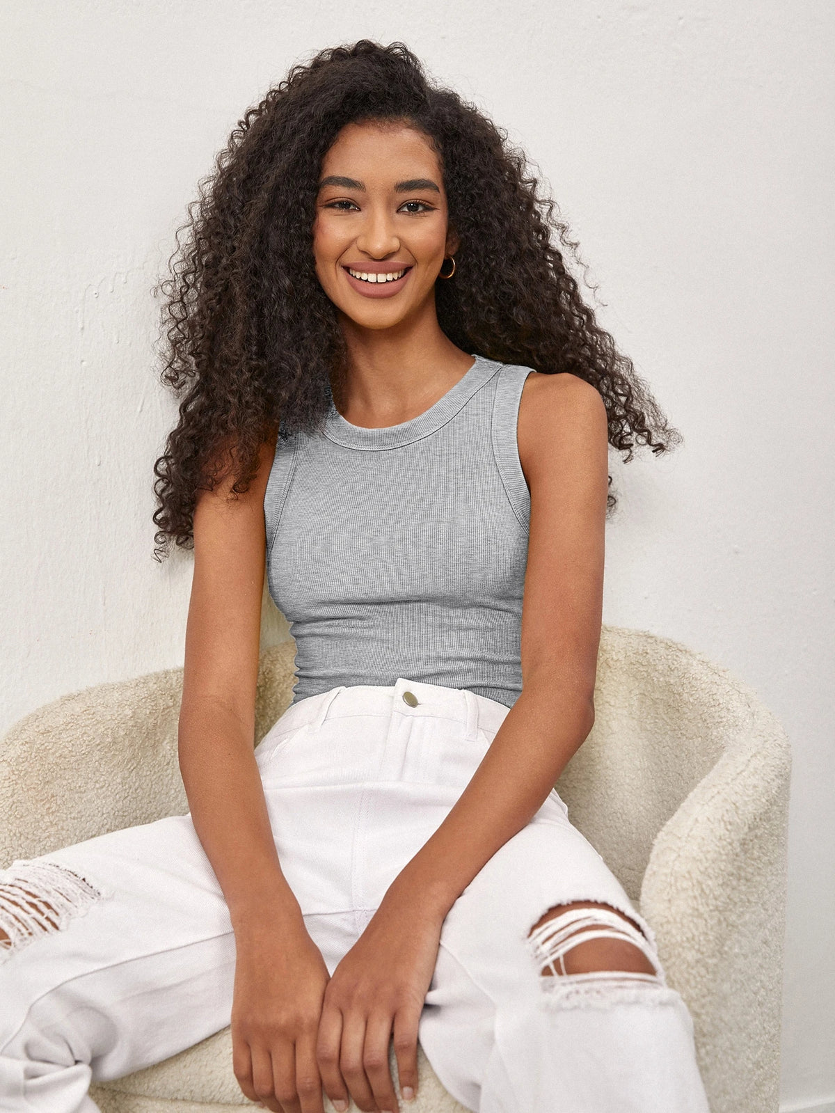 BASICS Solid Slim Tank Top/Summer Tops For Women