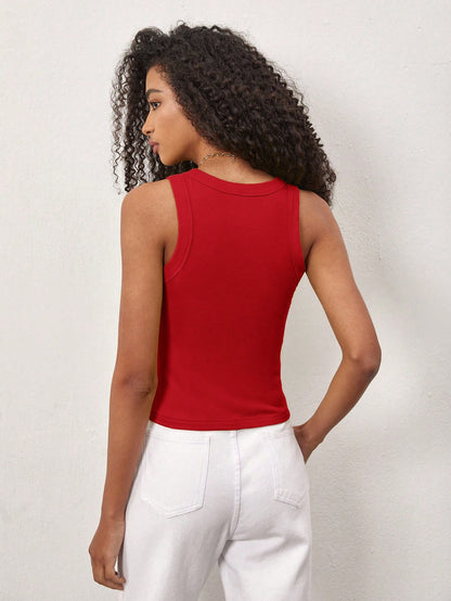 BASICS Women's Ribbed Basic Tank Top/Summer Tops For Women