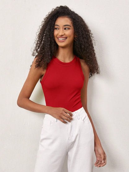 BASICS Women's Ribbed Basic Tank Top/Summer Tops For Women