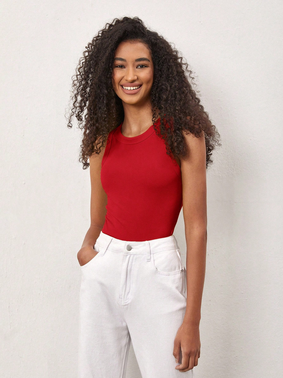 BASICS Women's Ribbed Basic Tank Top/Summer Tops For Women