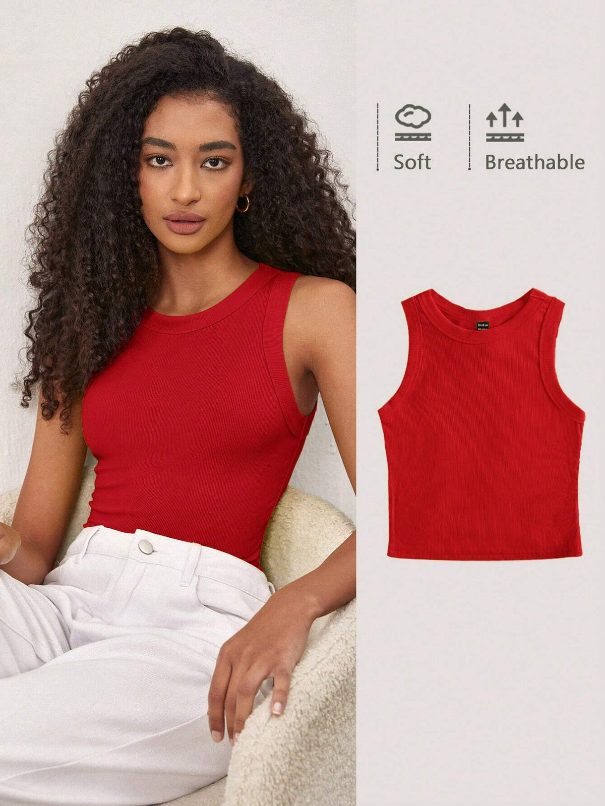 BASICS Women's Ribbed Basic Tank Top/Summer Tops For Women
