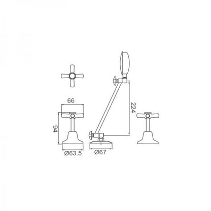 Bathmates Shower Head and Wall Top Assembly Set Showers ECT