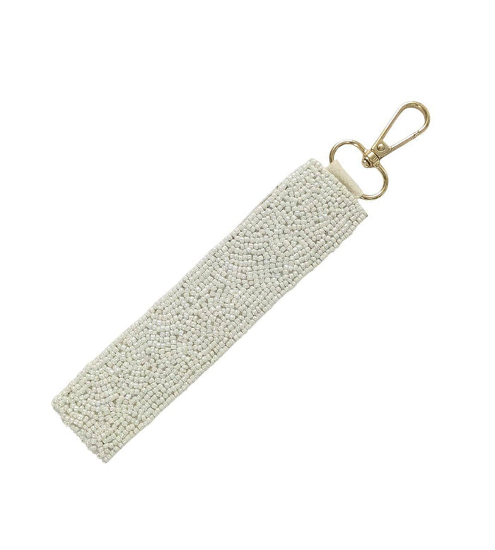 Beaded Wristlet Strap Key Chain - Happy Face