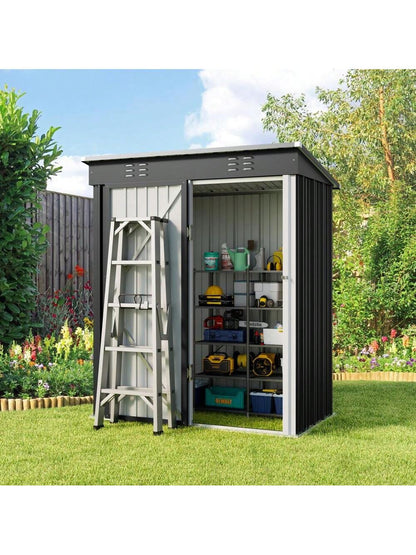 Bealife 5' X 3' Outdoor Metal Shed With Locking Door, Garden Tool Shed With Vent And Pitched Roof For Garden, Patio