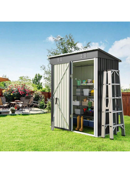 Bealife 5' X 3' Outdoor Metal Shed With Locking Door, Garden Tool Shed With Vent And Pitched Roof For Garden, Patio