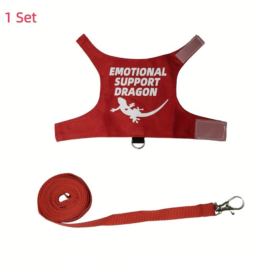 Bearded Dragon Adjustable Harness And Leash Set, Designed To Prevent Escape, Features A Comfortable Walking Vest And A 5-Foot Ty Leash, Perfect For Outdoor Activities, Park Outings, And Exploration