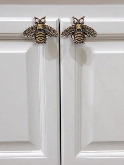 Bee Cabinet Handles, 2 Retro Zinc Alloy Metal Drawer Handles, Antique Polished Furniture Knobs, Retro Honeycomb Style Bar Hardware, Used For Home Decoration And Kitchen Cabinets