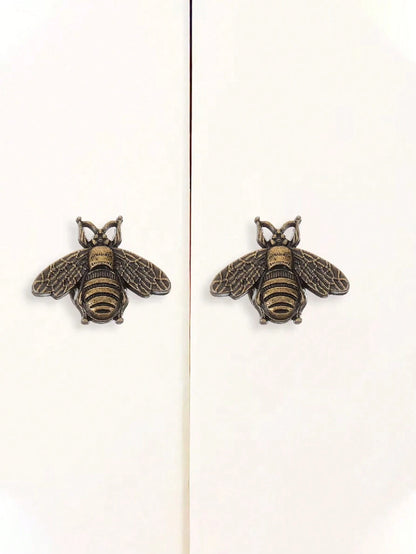 Bee Cabinet Handles, 2 Retro Zinc Alloy Metal Drawer Handles, Antique Polished Furniture Knobs, Retro Honeycomb Style Bar Hardware, Used For Home Decoration And Kitchen Cabinets