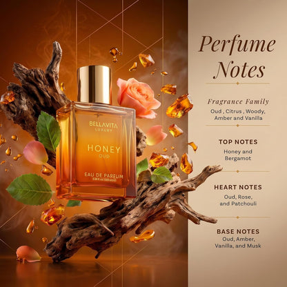 Bella Vita Luxury Bellavita Luxury Honey Oud Eau De Parfum| 100 Ml (3.4 Fl.Oz.)| Perfume For Men And Women| Sweet Honey, Bergamot, Oud, And Amber Notes| Women's Day Special