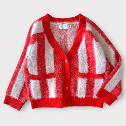 Best Day Ever Kids - Big Top Stripe Cardigan - Red