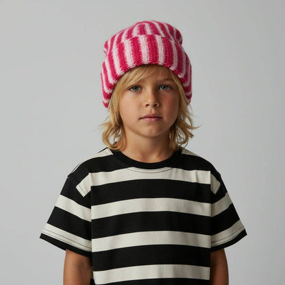 Best Day Ever Kids - Carousel Stripe Beanie (Red/Pink)