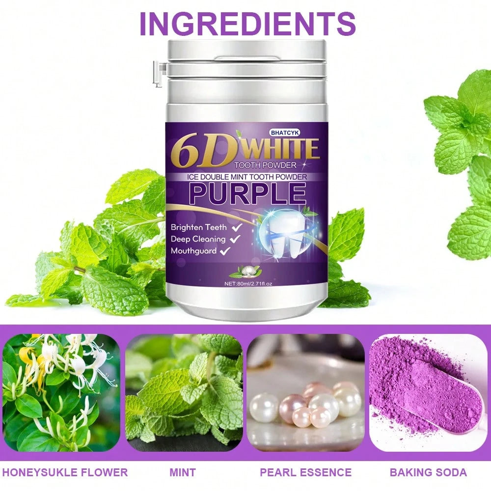 BHATCYK 1pc Purple Teeth Cleaning Powder, Whitening Teeth, Polishing Teeth, Deep Cleaning Teeth, Daily Travel Teeth Cleaning Powder.