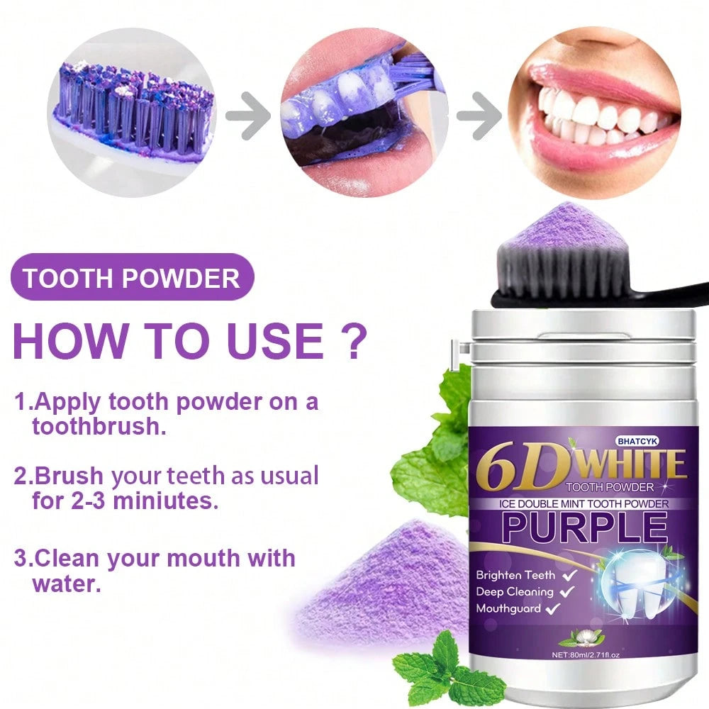 BHATCYK 1pc Purple Teeth Cleaning Powder, Whitening Teeth, Polishing Teeth, Deep Cleaning Teeth, Daily Travel Teeth Cleaning Powder.