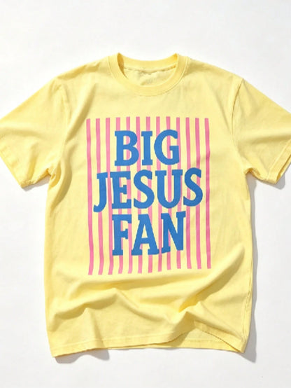 Big Jesus Fan Graphic Top-Loose-Fit Easy Relaxed Style
