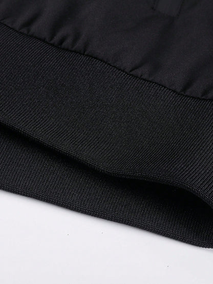 Black Baseball Collar Jacket With White Side Stripes, Men's American Casual Pilot Thin Outerwear, Minimalist Contrast Stitching Baseball Jacket With Zipper Pockets, Commuter Workwear Top