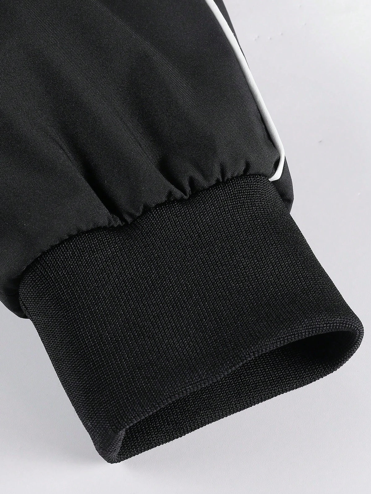Black Baseball Collar Jacket With White Side Stripes, Men's American Casual Pilot Thin Outerwear, Minimalist Contrast Stitching Baseball Jacket With Zipper Pockets, Commuter Workwear Top