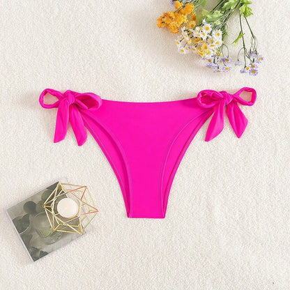 Black Basic Side Tie Bikini Bottom, Suitable For Graduation, Independence Day, Valentine's Day, Music Festivals, Fashion Vacation Beach Summer, Minimalist