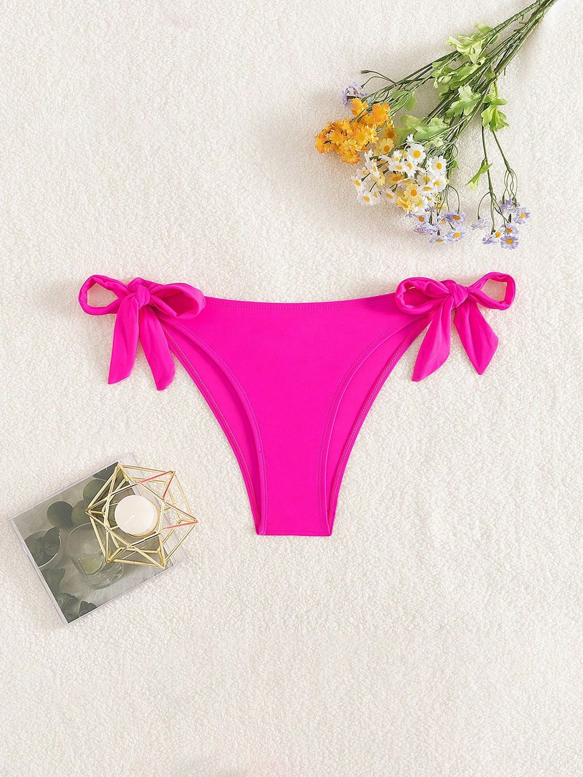 Black Basic Side Tie Bikini Bottom, Suitable For Graduation, Independence Day, Valentine's Day, Music Festivals, Fashion Vacation Beach Summer, Minimalist