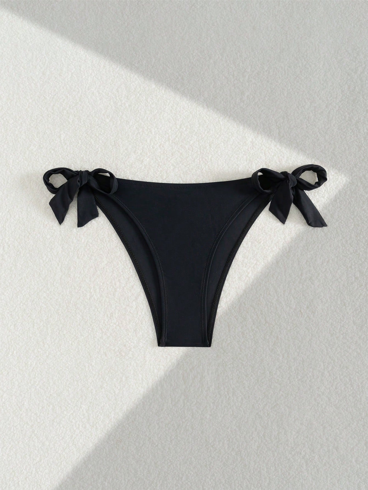 Black Basic Side Tie Bikini Bottom, Suitable For Graduation, Independence Day, Valentine's Day, Music Festivals, Fashion Vacation Beach Summer, Minimalist