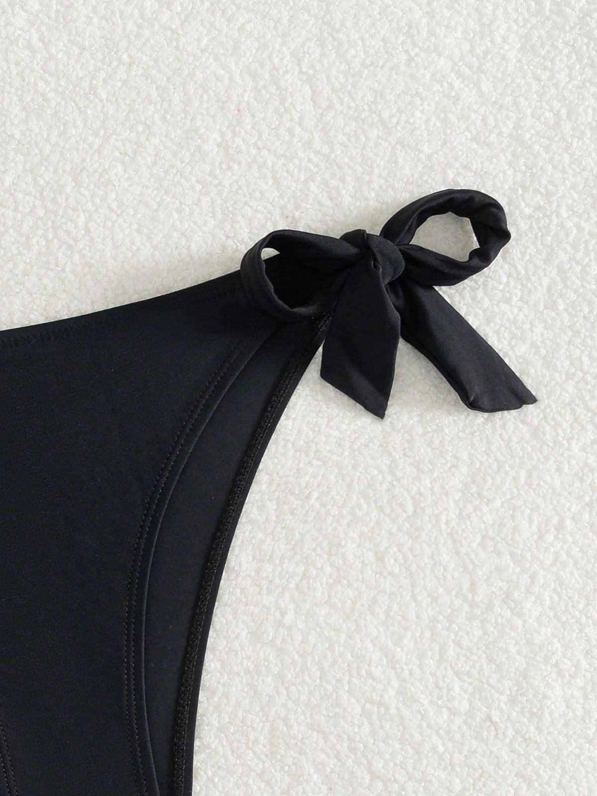 Black Basic Side Tie Bikini Bottom, Suitable For Graduation, Independence Day, Valentine's Day, Music Festivals, Fashion Vacation Beach Summer, Minimalist