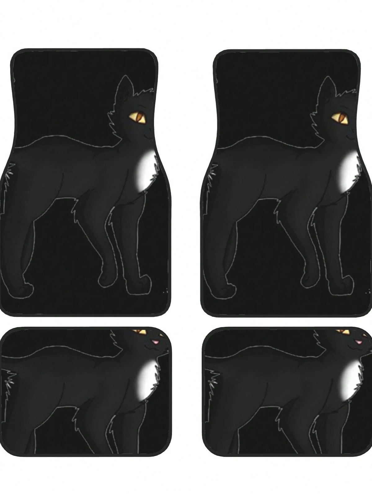 Black Cat 4-Piece Custom Printed All-Weather Floor Mats- Universal Fit For Suv, Truck, Van| Easy Clean