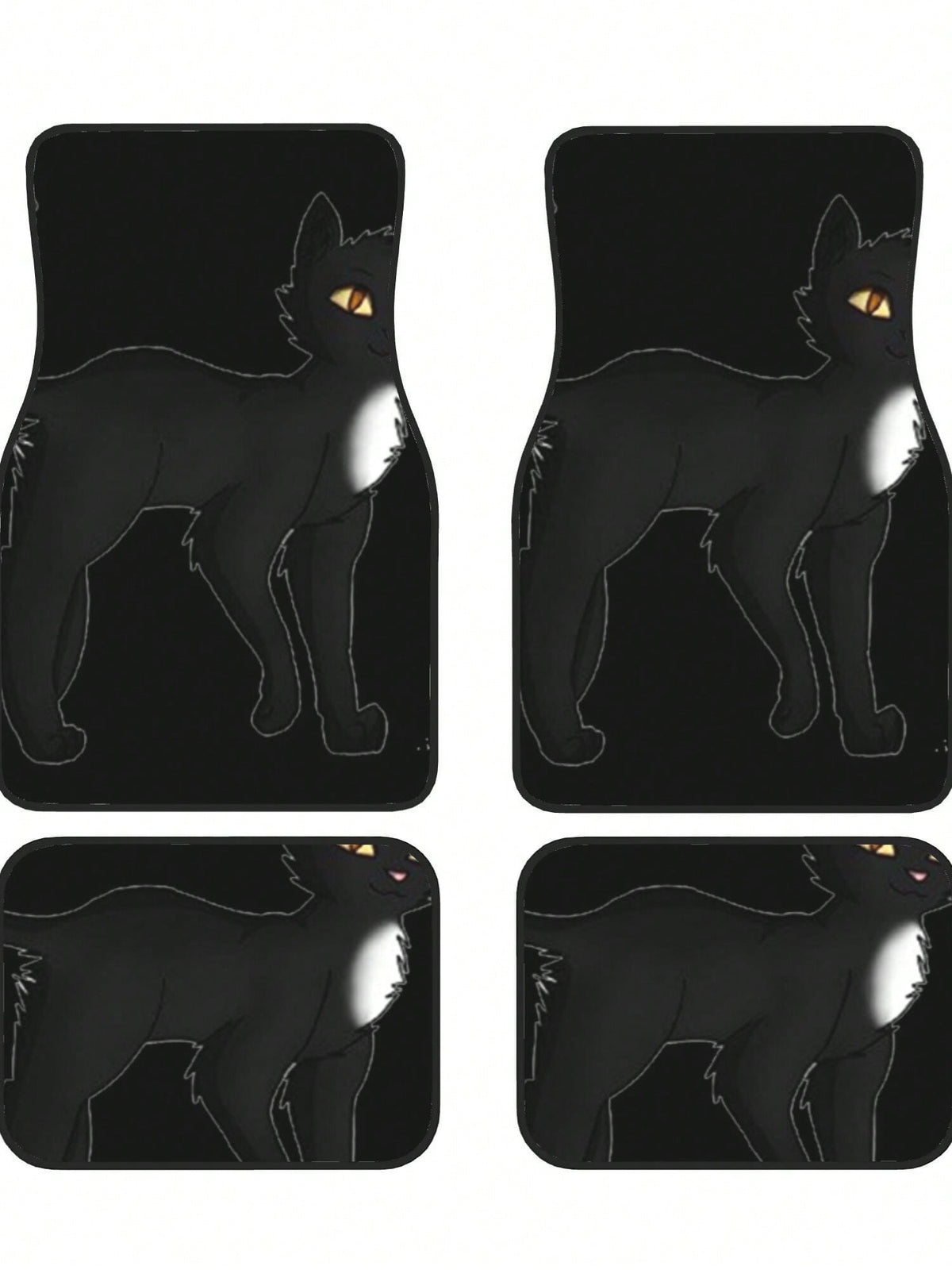Black Cat 4-Piece Custom Printed All-Weather Floor Mats- Universal Fit For Suv, Truck, Van| Easy Clean