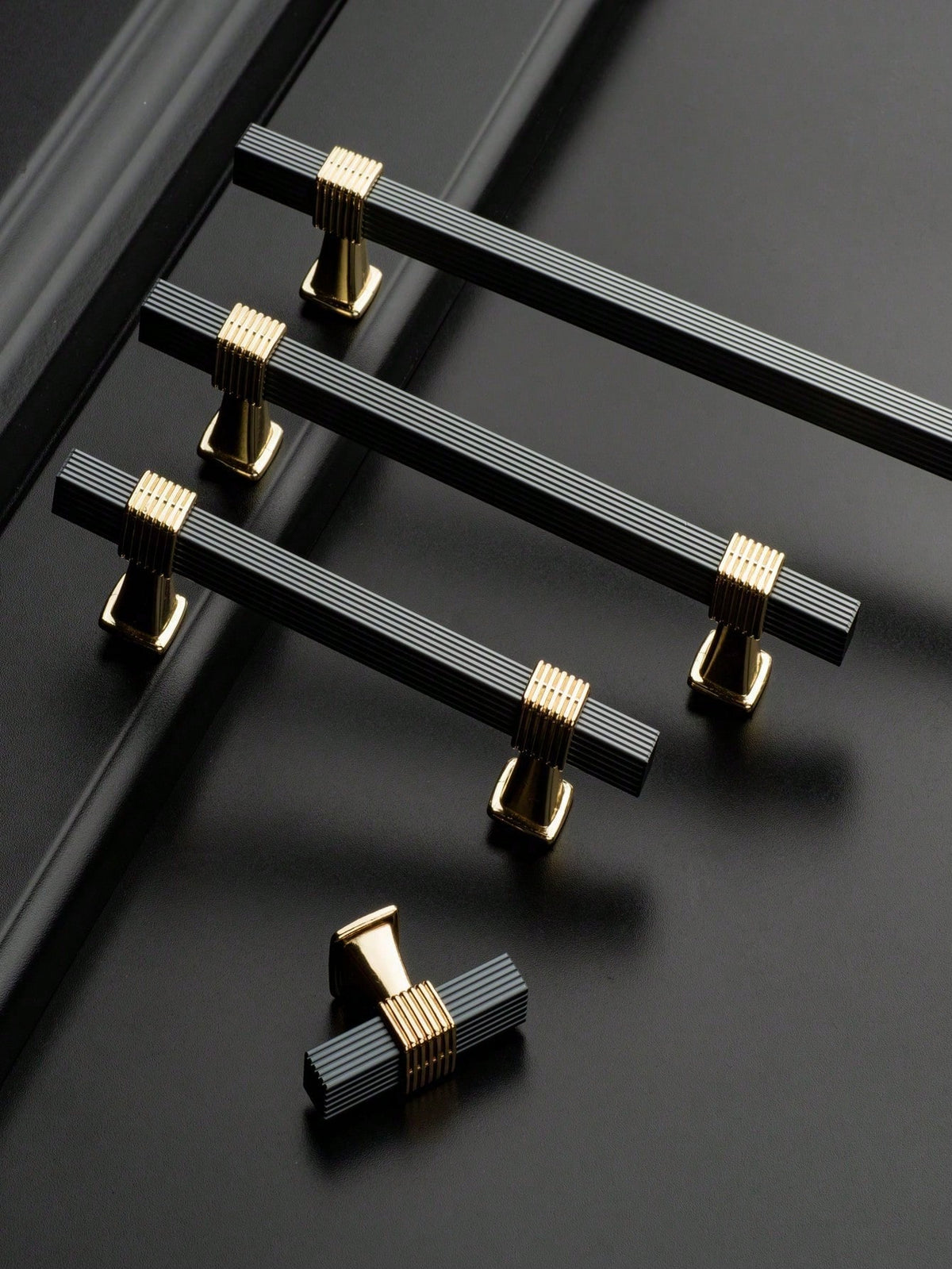 Black/Gold Extended Aluminum Alloy Cabinet Door Handle, Modern Minimalist European Style Wardrobe Drawer Pull