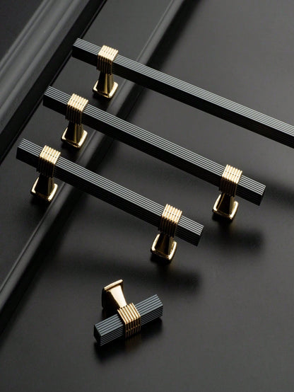 Black/Gold Extended Aluminum Alloy Cabinet Door Handle, Modern Minimalist European Style Wardrobe Drawer Pull