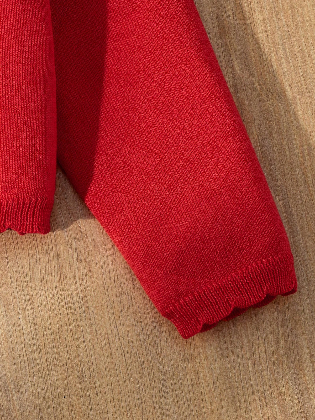 Blossori Young Girl Fitted Red Round Neck Cardigan, Autumn/Winter
