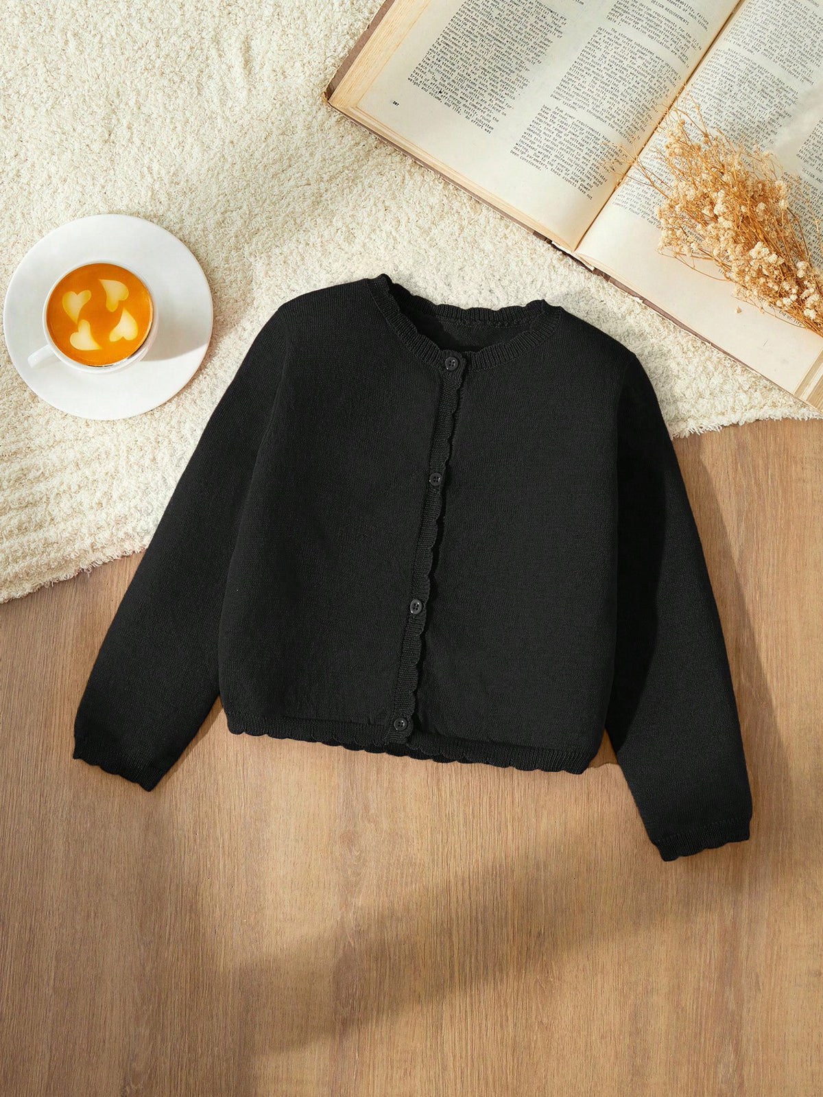 Blossori Young Girl Fitted Red Round Neck Cardigan, Autumn/Winter