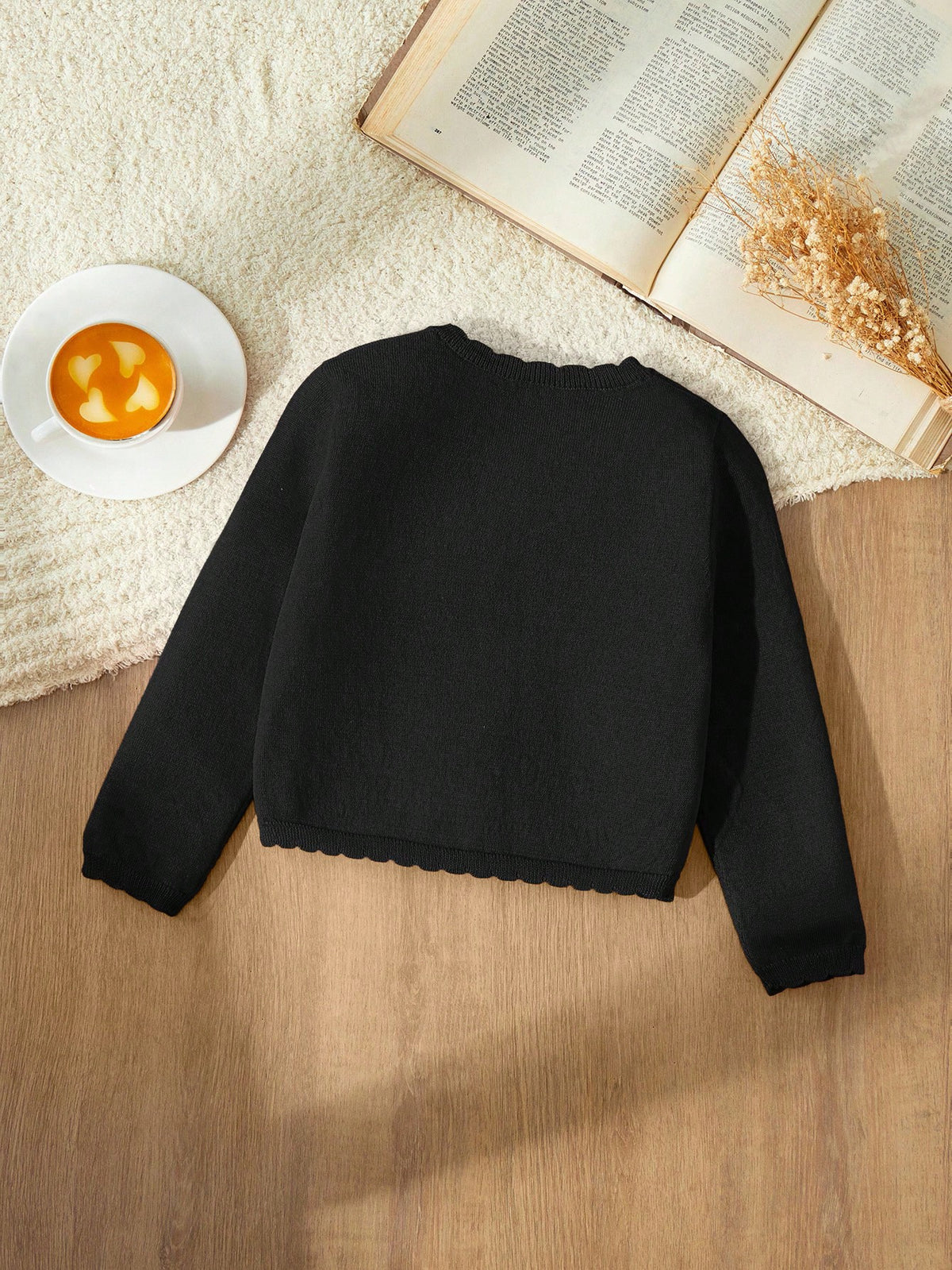 Blossori Young Girl Fitted Red Round Neck Cardigan, Autumn/Winter