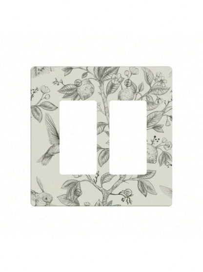 Bohemian Floral Wall Plate Receptacle Faceplate- Decorative Electrical Outlet Cover With Green Leaf & Flower Design, Durable Thermoplastic Farmhouse, Bathroom, Bedroom, Living Room Decor, No Batterie