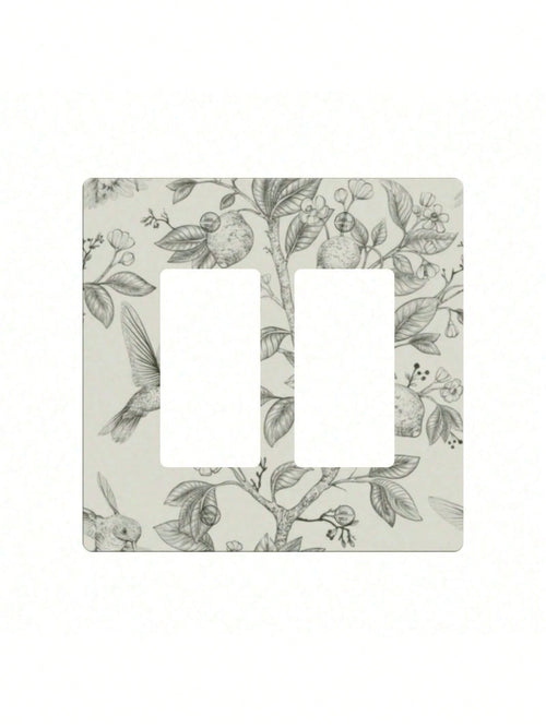 Bohemian Floral Wall Plate Receptacle Faceplate- Decorative Electrical Outlet Cover With Green Leaf & Flower Design, Durable Thermoplastic Farmhouse, Bathroom, Bedroom, Living Room Decor, No Batterie