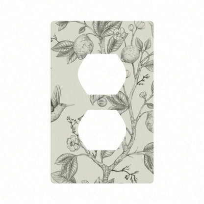 Bohemian Floral Wall Plate Receptacle Faceplate- Decorative Electrical Outlet Cover With Green Leaf & Flower Design, Durable Thermoplastic Farmhouse, Bathroom, Bedroom, Living Room Decor, No Batterie