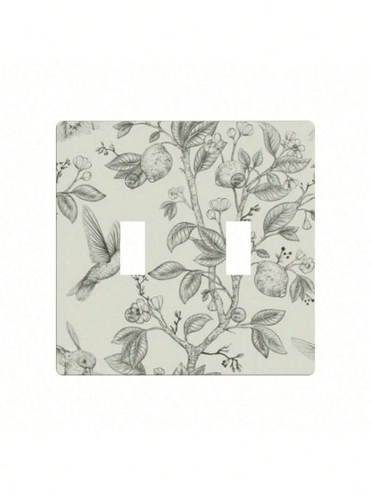 Bohemian Floral Wall Plate Receptacle Faceplate- Decorative Electrical Outlet Cover With Green Leaf & Flower Design, Durable Thermoplastic Farmhouse, Bathroom, Bedroom, Living Room Decor, No Batterie