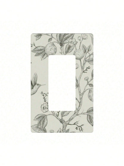 Bohemian Floral Wall Plate Receptacle Faceplate- Decorative Electrical Outlet Cover With Green Leaf & Flower Design, Durable Thermoplastic Farmhouse, Bathroom, Bedroom, Living Room Decor, No Batterie