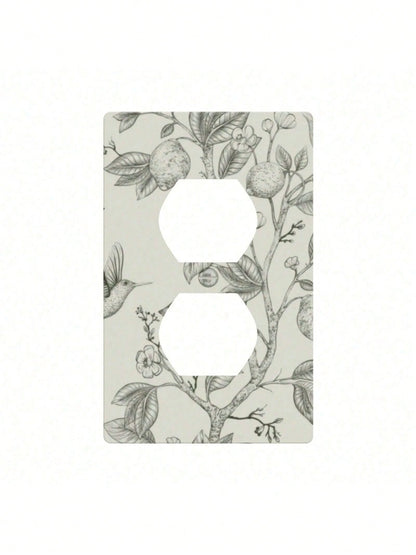 Bohemian Floral Wall Plate Receptacle Faceplate- Decorative Electrical Outlet Cover With Green Leaf & Flower Design, Durable Thermoplastic Farmhouse, Bathroom, Bedroom, Living Room Decor, No Batterie