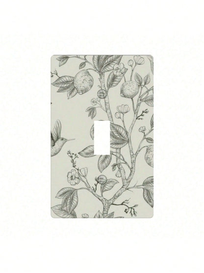 Bohemian Floral Wall Plate Receptacle Faceplate- Decorative Electrical Outlet Cover With Green Leaf & Flower Design, Durable Thermoplastic Farmhouse, Bathroom, Bedroom, Living Room Decor, No Batterie